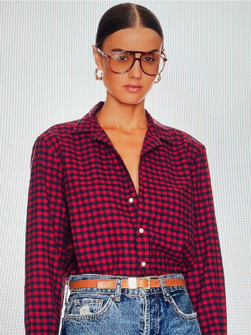 Frank & Eileen | Women’s Red/Black Checkered Barry Button Down Long Sleeve Top M